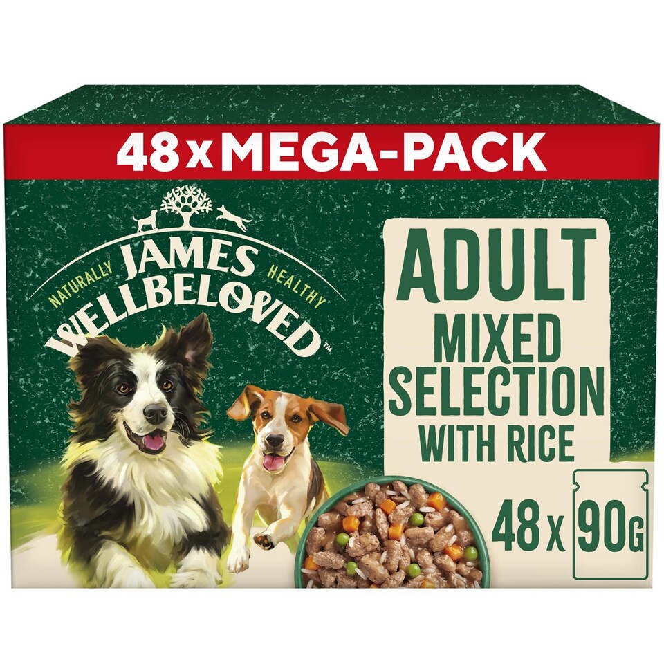 image 1 of James Wellbeloved Adult Wet Dog Food Pouches Mixed Selection in Gravy 48 x 90g