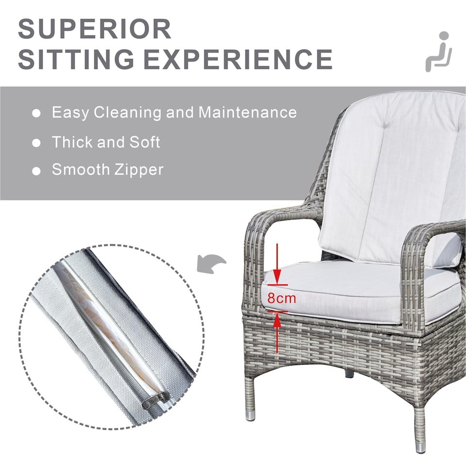 image 1 of Direct Wicker 2-Piece Outdoor PE Rattan Dining Chairs, Grey | Grey
