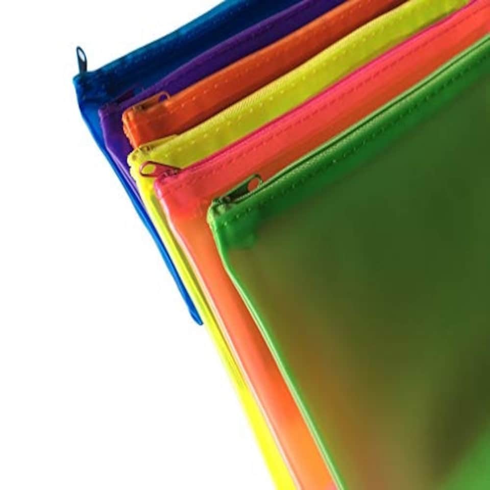 image 1 of 72 x Assorted Frosted Colour 8x5" Pencil Cases - See Through Exam Clear Translucent
