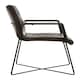 image 2 of Luxurious Black Leather Weave Chair, Velvet Upholstered Occassional Arm Chair, Striking Lounge Chair Black