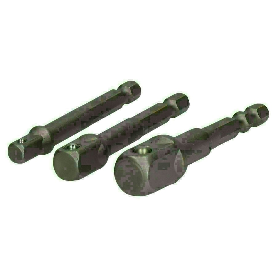 image 1 of 3pc Power Extension Bar Allen Hex Socket Driver Adapters 1/4" 3/8" + 1/2"
