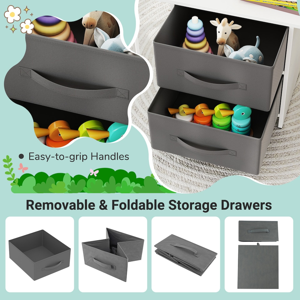 image 1 of COSTWAY Toddler Wooden Activity Table & 2 Chairs Set White