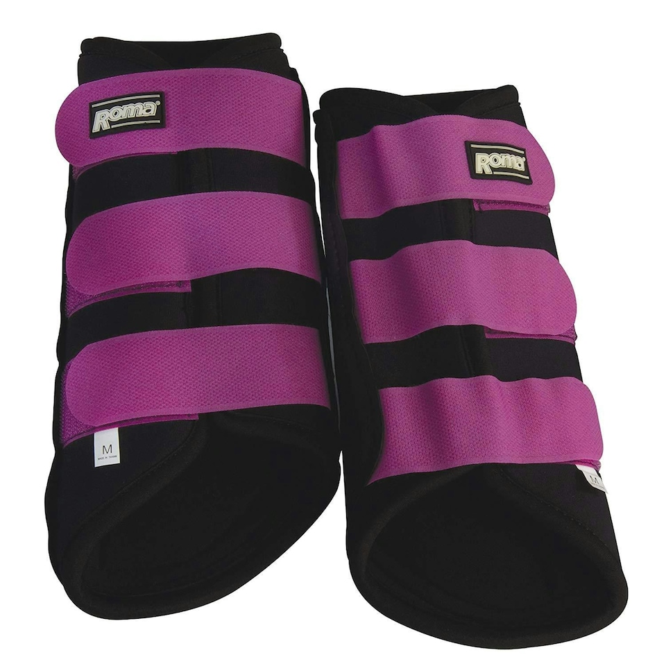 Roma Neoprene Brushing Boots - Black/Purple - Pony