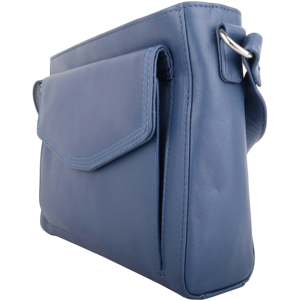 image 1 of Cross Body Shoulder Genuine Soft Leather Pocket Detail Handbag Orange | Autumn Ink Russet
