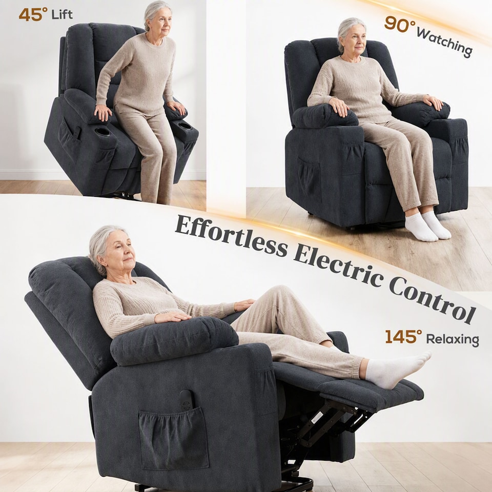 image 1 of HOMCOM Riser and Recliner Chair w/ Remote, Lift Chair for Elderly, Charcoal Grey