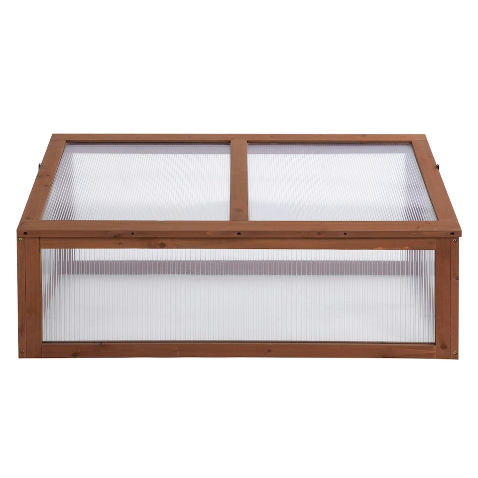 image 1 of Outsunny Square Wooden Outdoor Greenhouse for Plants PC Board 100 x 65 x 40cm