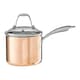 image 1 of Interiors By Premier Medium Hammered Saucepan With Lid, 18cm Copper Coated Pan, Stainless Steel Simmering Pot With Steam Vent Gold