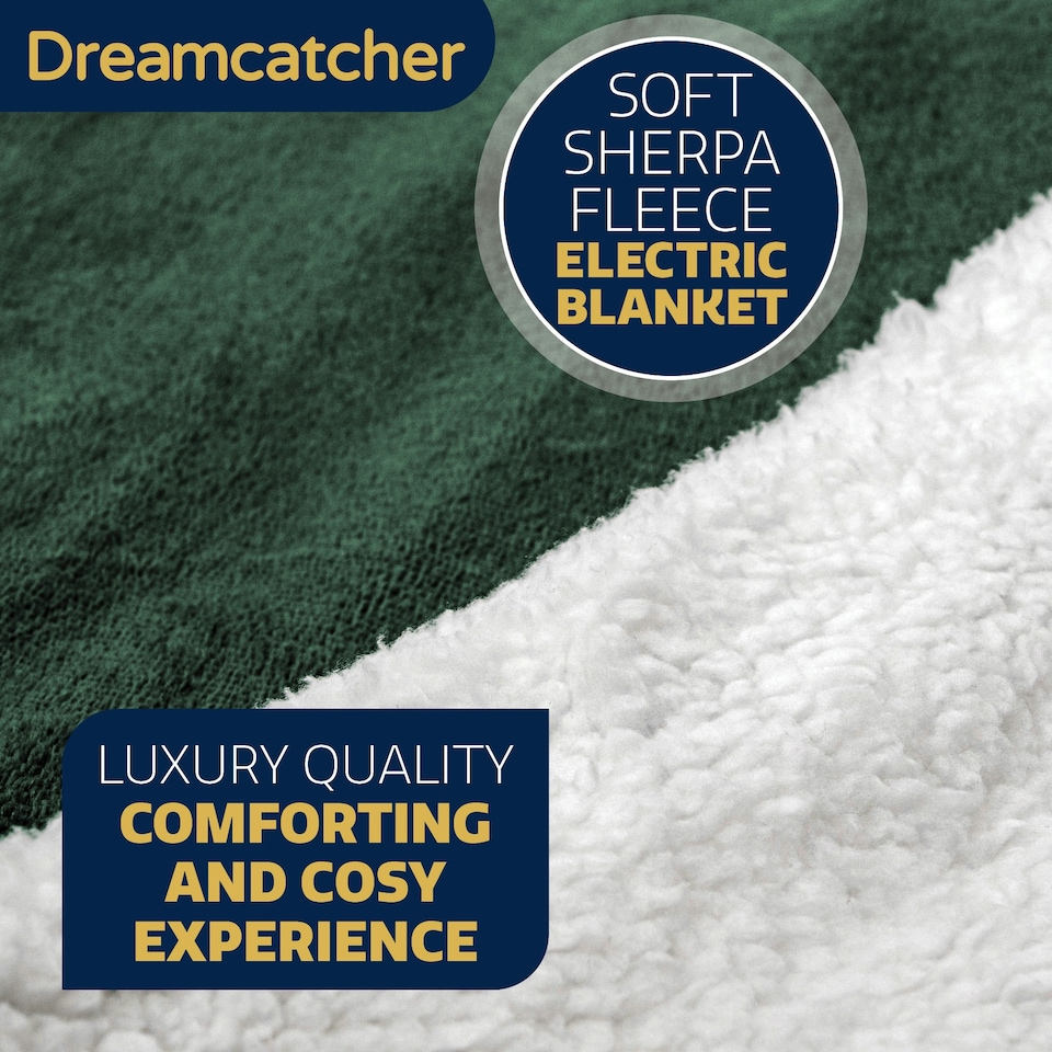 image 1 of Dreamcatcher Green Soft Microfleece & Sherpa Electric Blanket Heated Throw 160x120cm | Green | Green | One Size | 1