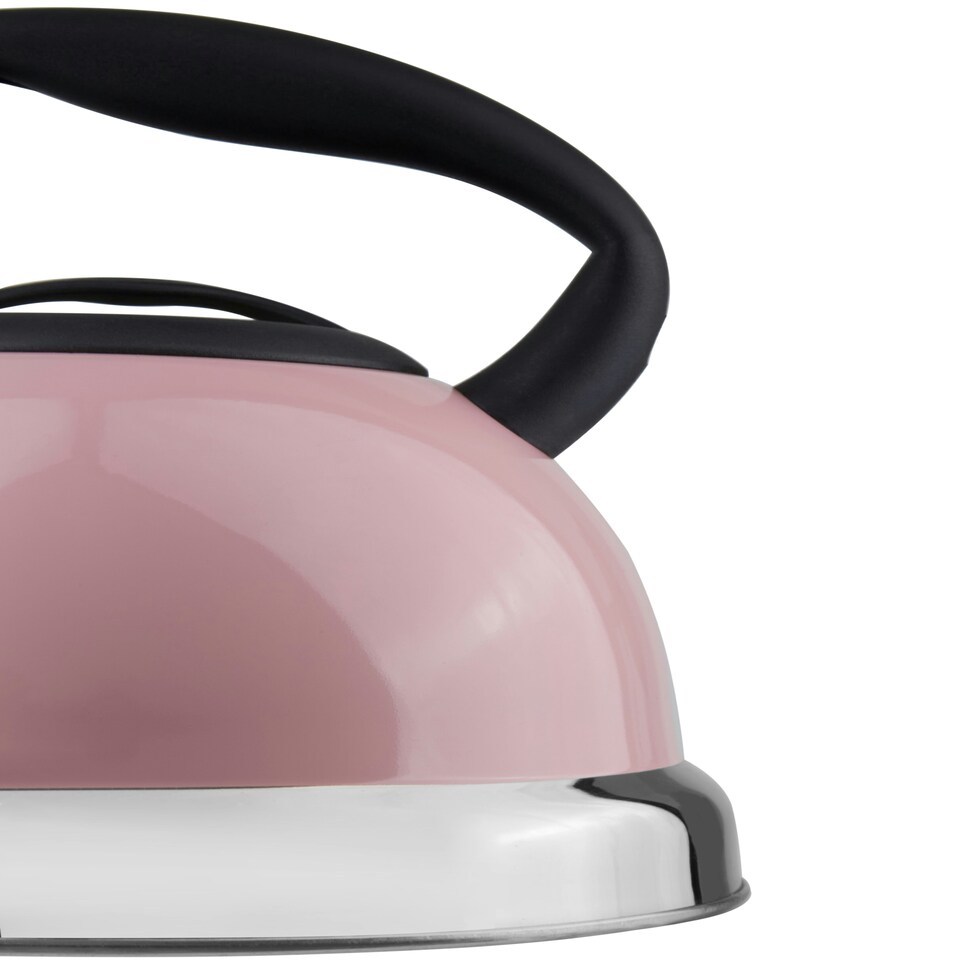 image 1 of Interiors by Premier 3000ml Pink Whistling Kettle, Stainless Steel Stovetop Kettle With Whistle & Cool Touch Handle, Pink Finish