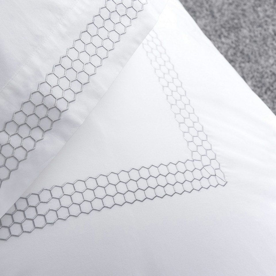 image 1 of Belledorm Honeycomb Filled Boudoir Cushion - White/Grey - One Size