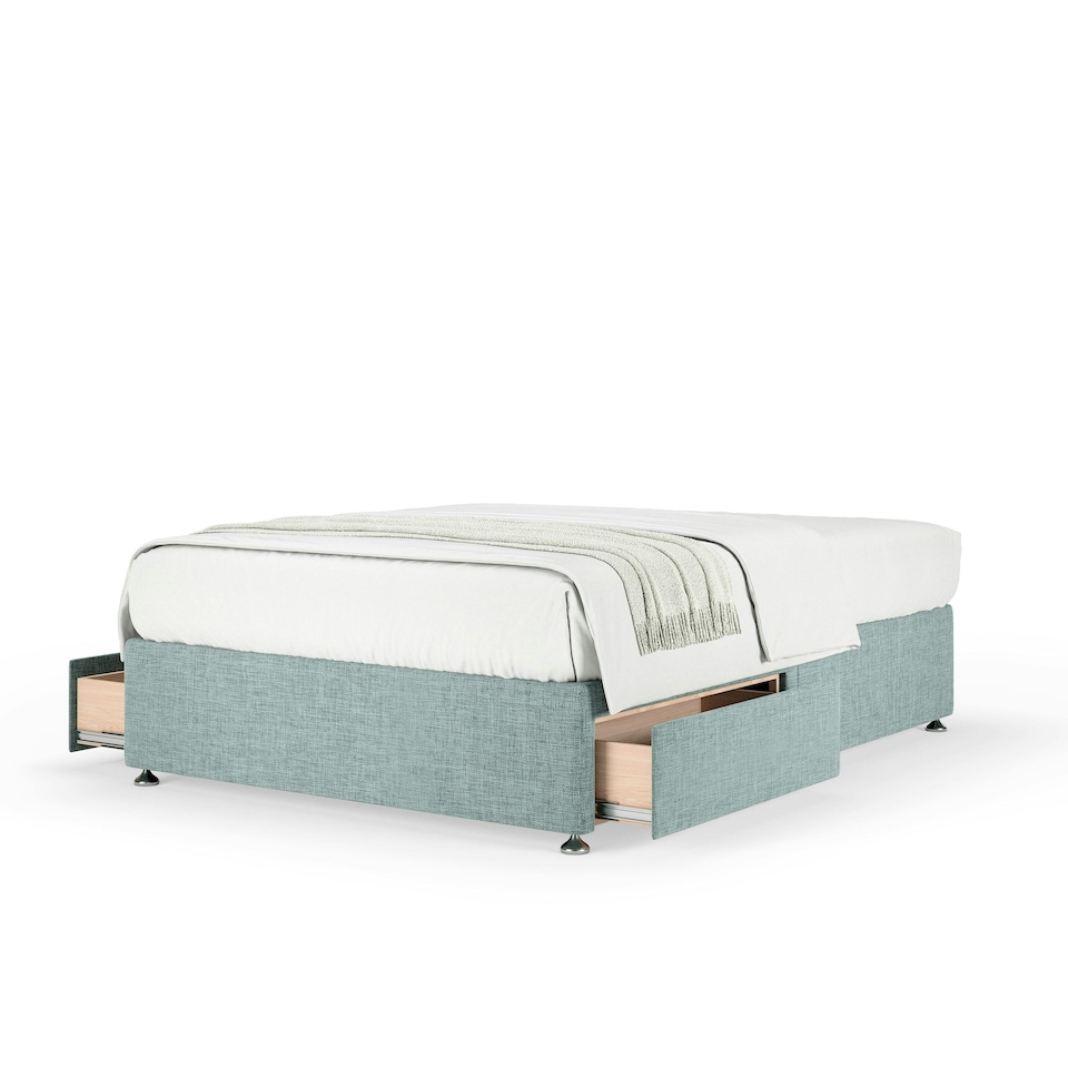 image 1 of Memory Maestro Memory Foam Duckegg Linen 2 Drawer Divan Set Small Double
