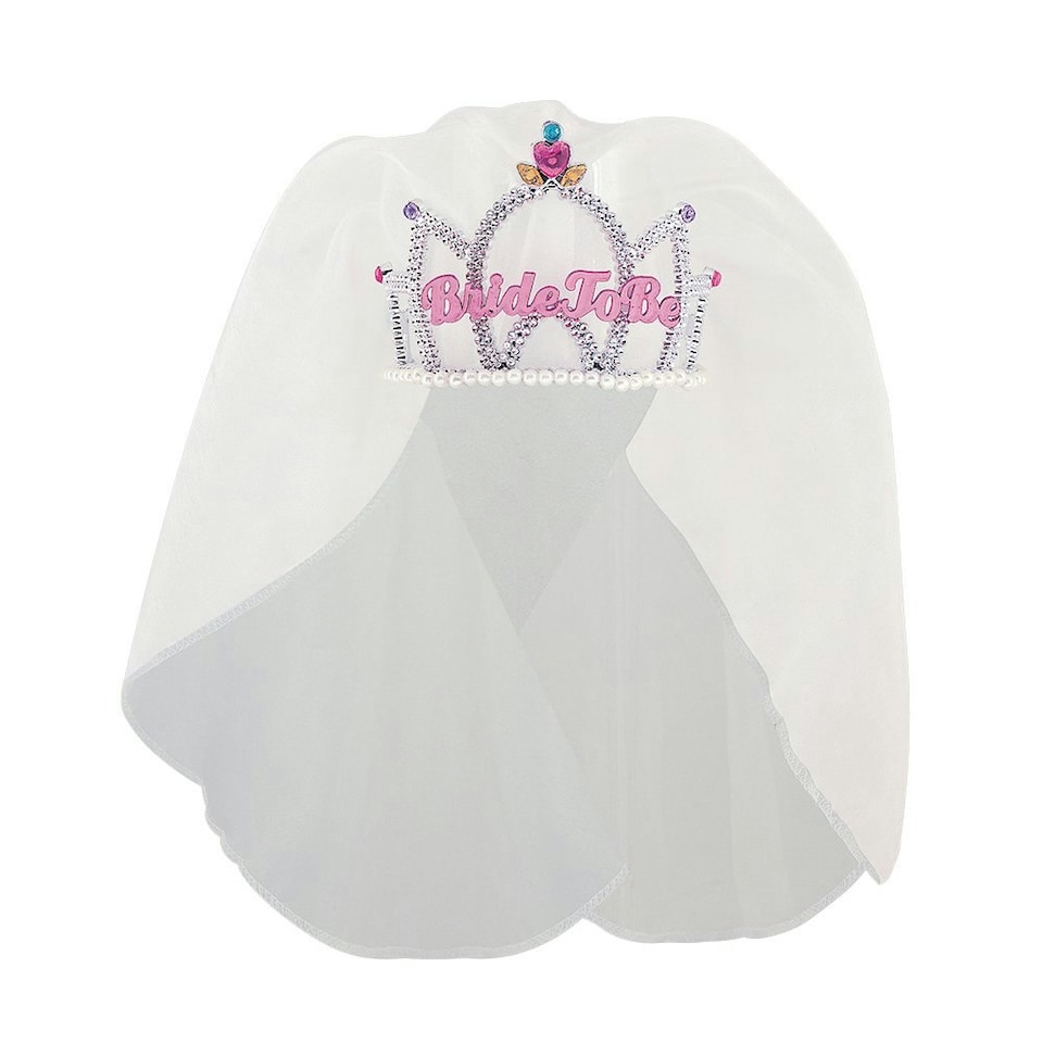 Unique Party Bride To Be Tiara And Veil - White - One Size