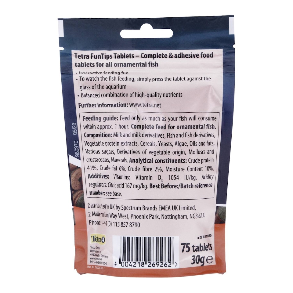 image 1 of Tetra Fun Tips Fish Food Tablets - 75 Count Pack