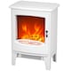 image 1 of HOMCOM Tempered Glass Casing Electric Fireplace, Freestanding Electric Fire with Realistic Flame Effect, Log Burner with Overheat Protection, 950w 1850W, White