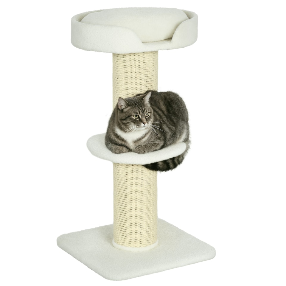 image 1 of PawHut 91cm Scratching Posts Cat Tree Activity Centre for Indoor Cats Cream