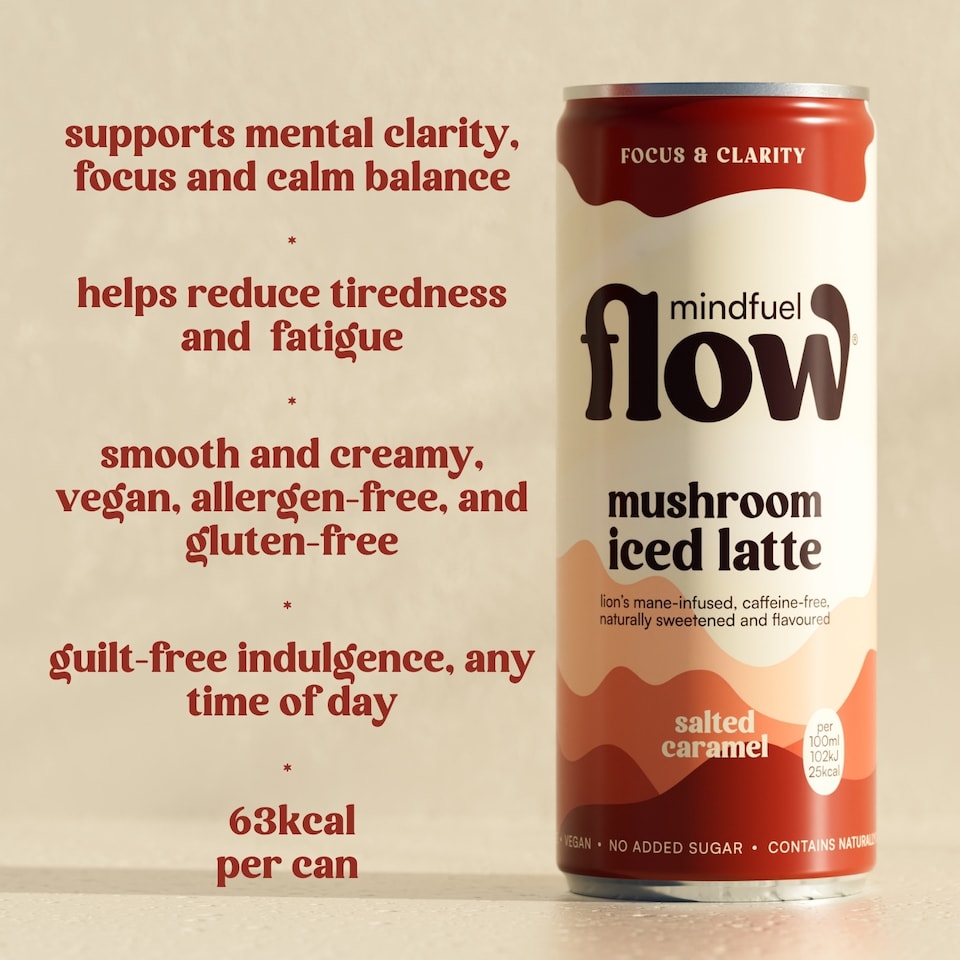 image 1 of Mindfuel Flow Perform - Lion's Mane Oat Latte Salted Caramel 12 x 250ml