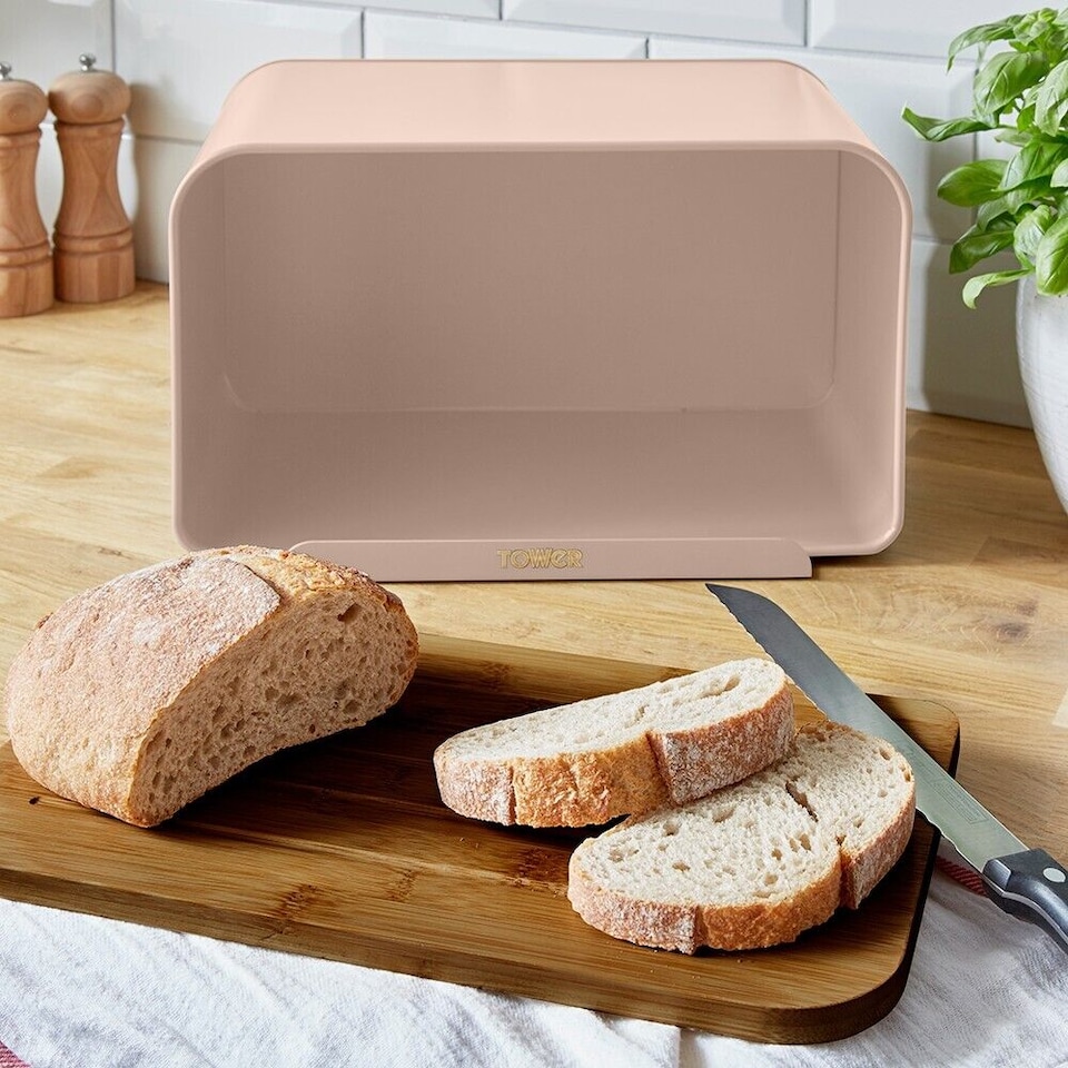 image 1 of Tower Scandi Pink Clay Storage Set Bread Bin 3 Canisters & Biscuit Barrel