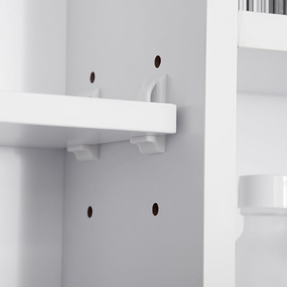 image 1 of kleankin Wall Mounted Medicine Cabinet, 100cm W x 70cm H Bathroom Mirror Cabinet with Single Mirrored Door, Shelves and Storage Cupboard, White | White | White