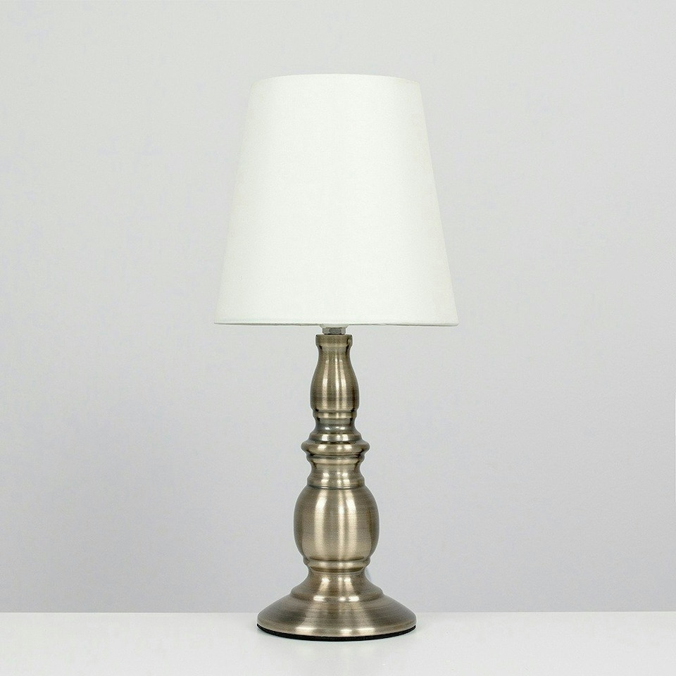 image 1 of ValueLights Traditional Antique Brass Touch Table Lamp With Cream Shade