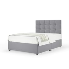 Signature Platinum 2000 Pocket Sprung Silver Plush Velvet Divan Set And Pearl Headboard Super King