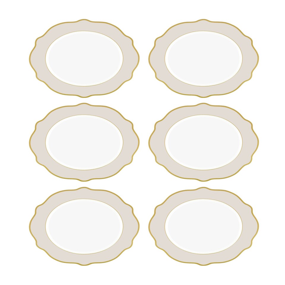 image 1 of Jaswely Collection Porcelain Dinner Plates, Set of 6 (Sand Beige)