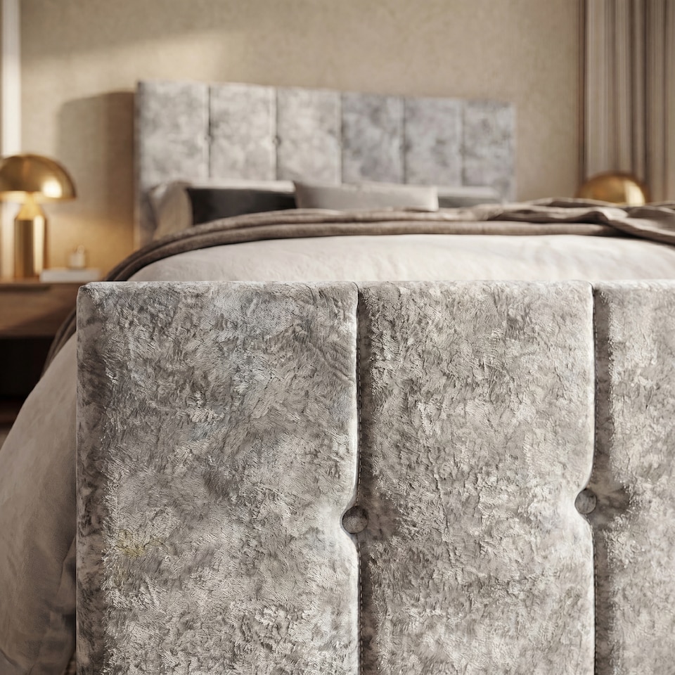 image 1 of Vida Designs Valentina 4ft6 Double Bed Frame, Crushed Velvet Silver, 135 x 190cm