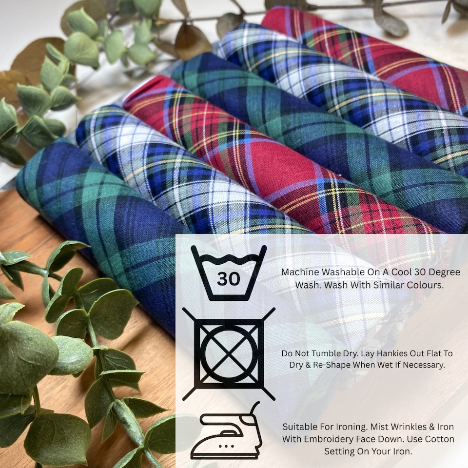 image 1 of Warwick & Vance Pack Of 6 Tartan Design Cotton Handkerchiefs