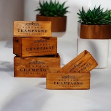 "Vintage Champagne" - Crate Planters (Set of 5) - Wood Brown