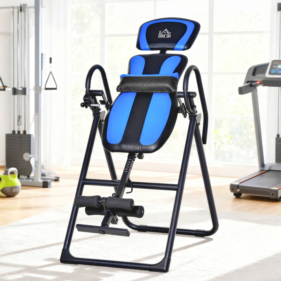 image 1 of HOMCOM Foldable Gravity Inversion Table, Fitness Bench with Soft Ankle Cushions