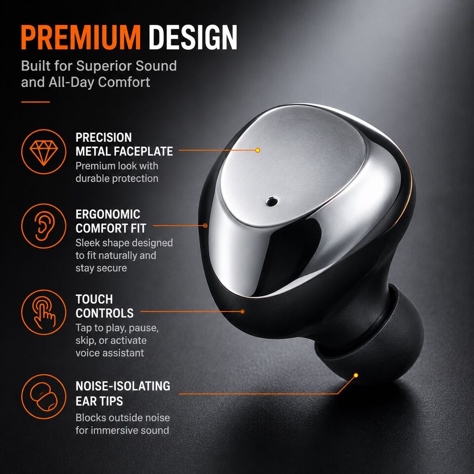 image 1 of Krane & Bauer Tornado Wireless In-Ear Headphones, Orange
