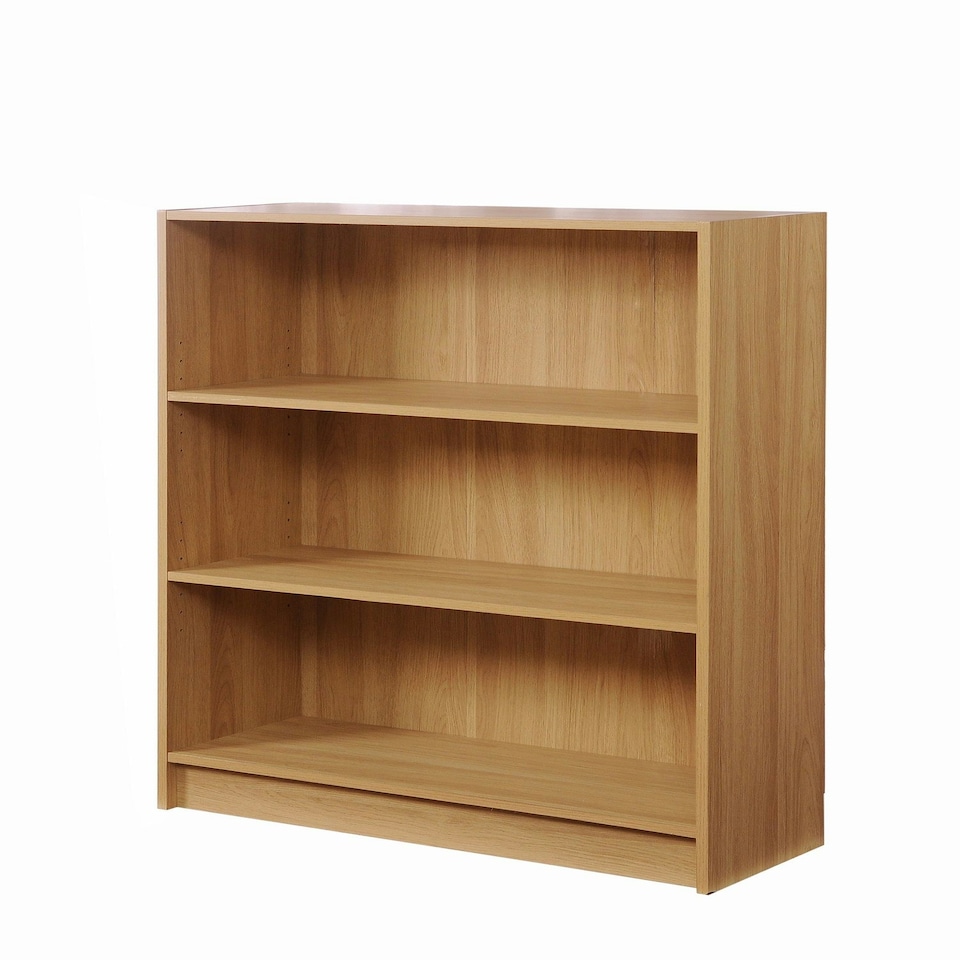 image 1 of Essentials Low Wide Bookcase Oak Finish