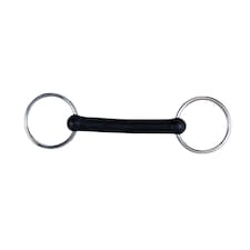 Korsteel Flexi Rubber Mullen Mouth Loose Ring Snaffle Bit - Black - 5in