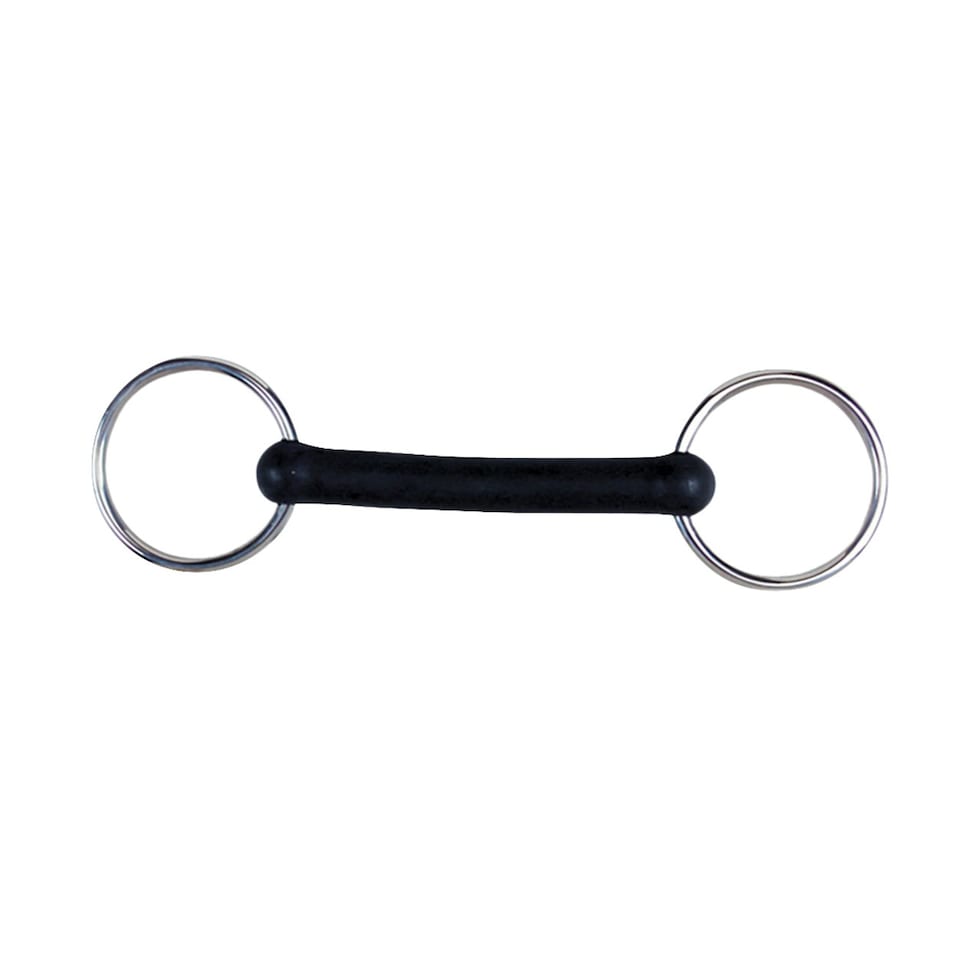 Korsteel Flexi Rubber Mullen Mouth Loose Ring Snaffle Bit - Black - 5in