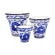 image 1 of Verano Spanish Ceramics Set of 3 Classic Plant Pots - 16-29cm Blue Floral Blue