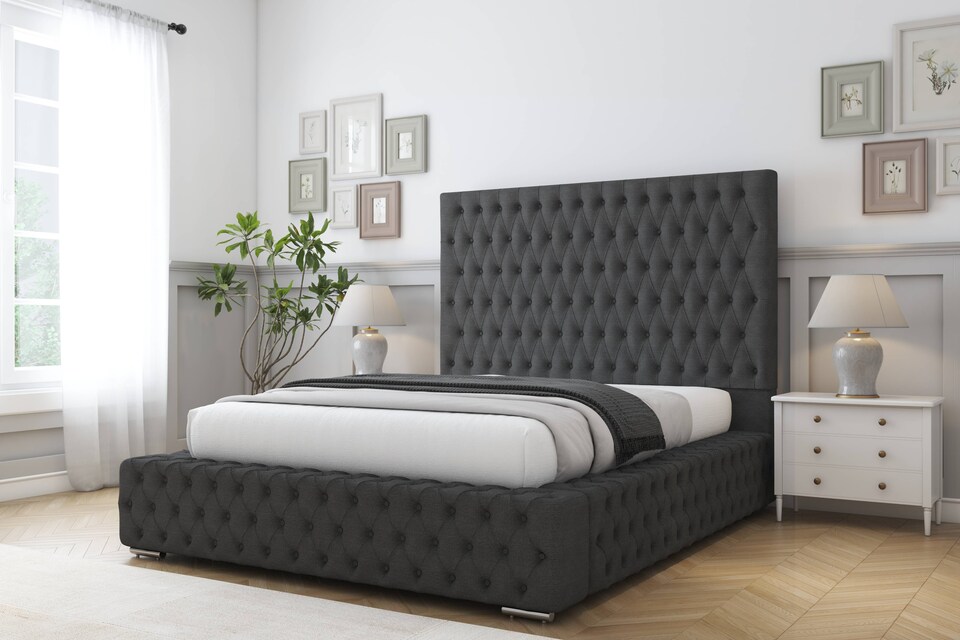 image 1 of Sloomy Ambassador Graphite Dumfries Bed Frame With Mattress With 50"  Upholstered Headboard 2'6 Small Single