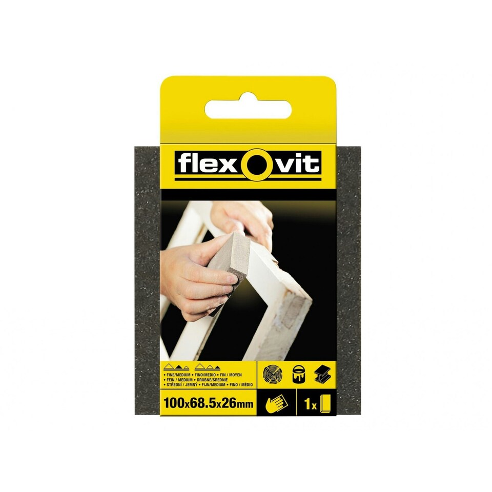 Flexovit Sanding Sponge - Multi Colour - 100 x 68.5 x 26mm