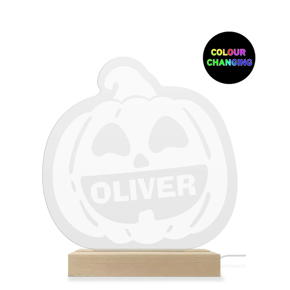 image 1 of Personalised Pumpkin Wooden LED Light
