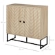 image 7 of HOMCOM Embossed Arrow Storage Cabinet w/ Adjustable Shelf Metal Frame Handles