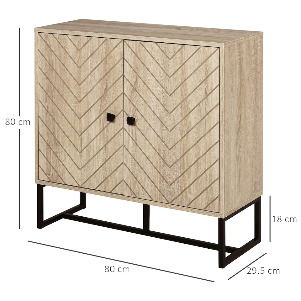 image 1 of HOMCOM Embossed Arrow Storage Cabinet w/ Adjustable Shelf Metal Frame Handles