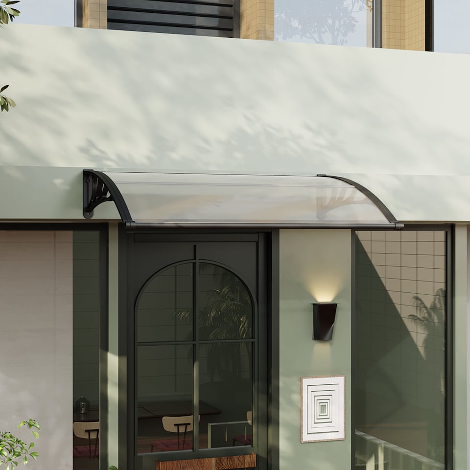 image 1 of Living and Home Awning Canopy for Window and Door with Drainage - 150cm W x 100cm D Clear