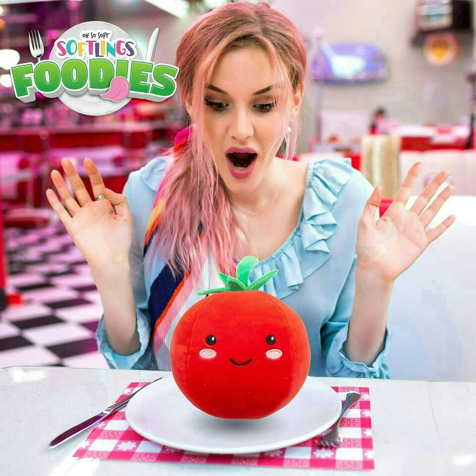 image 1 of Tomato Soft Toy Food Themed Cute Plush Cuddly Soft Fluffy 27cm Multi-Coloured