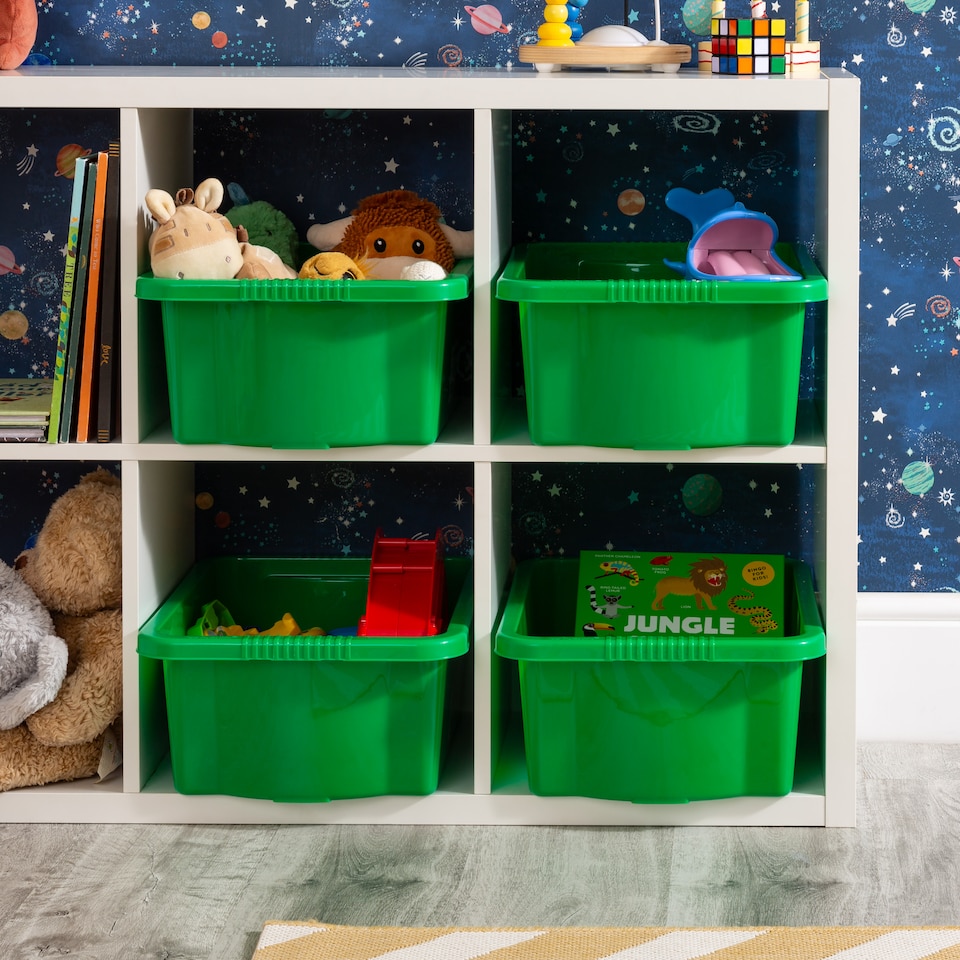 image 1 of Wham Stack & Store 4 x 16L Plastic Storage Boxes | Green | 4