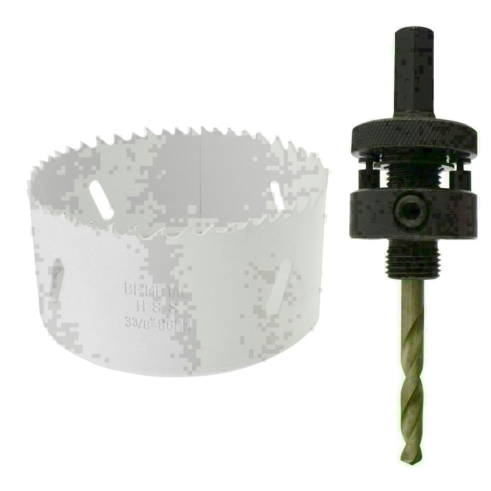 image 1 of 86mm HSS Hole Saw Holesaw Bi-Metal Blade Cutter Drill And Drill Adaptor Arbor
