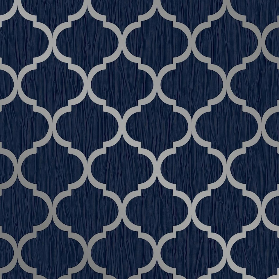 image 1 of Debona Crystal Trellis Textured Wallpaper - Blue/Silver - One Size Blue