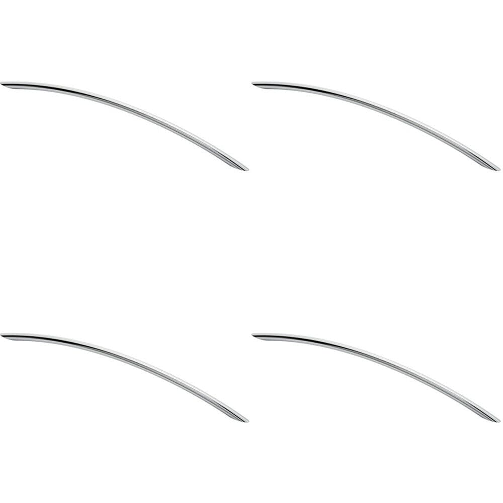 Loops 4x Curved Bow Cabinet Pull Handle 372 x 10mm 320mm Fixing Centres Chrome