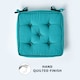 image 4 of Homescapes Teal Cotton Dining Chair Booster Cushion Green