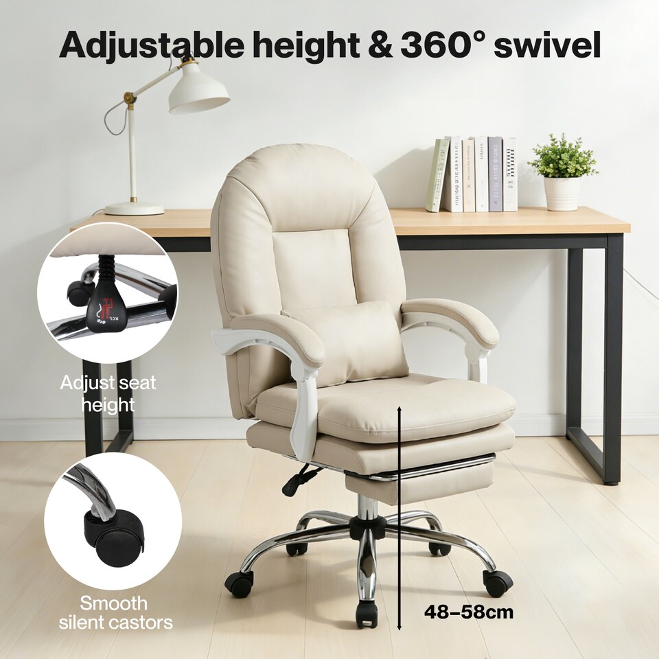 image 1 of Levede Office Chair Ergonomic Executive Chair Heavy Duty Reclining Leather