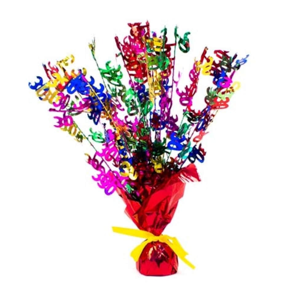 Multi Coloured 30th Birthday Foil Balloon Weight Centrepiece