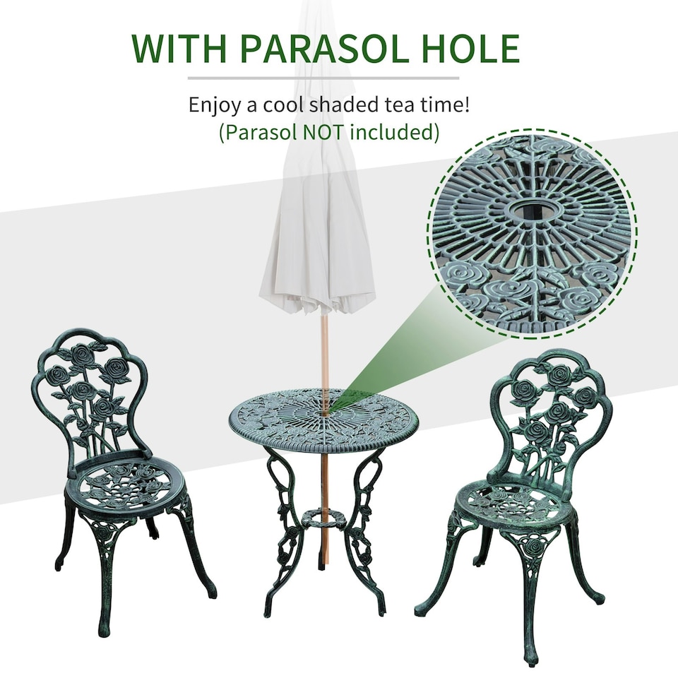 image 1 of Outsunny 3 Pieces Bistro Set Furniture Garden Balcony Table 2 Chairs