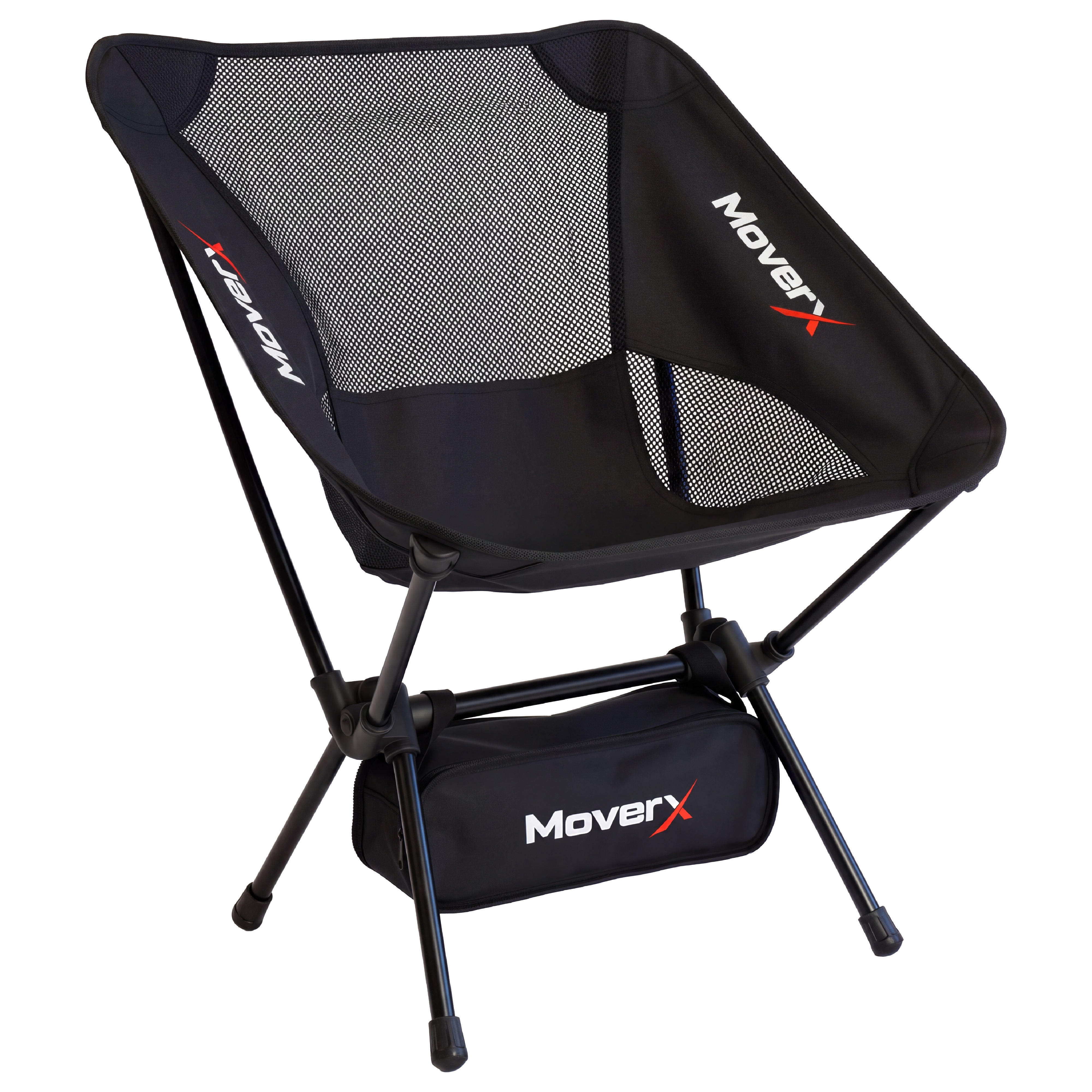 MoverX Ultra Lightweight Low Camping Chair - Capacity 150kg, Black